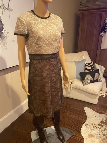 Abito in pizzo marrone Valentino taglia 10 SPLENDIDO!!!!