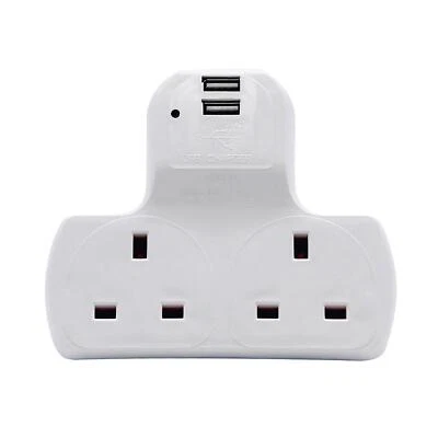 2way Multi wall adapter with 2 x with USB  in White - Image 1 of 4