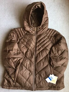 MICHAEL KORS Women's Quilted Down Packable Hooded Puffer Jacket XL Luggage - Picture 1 of 2