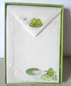 Sobres de 10 notas vintage con sello de tarjetas de notas ranas lirio usados nuevos en caja - Imagen 1 de 4