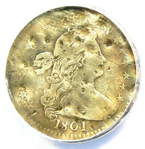 1801 Draped Bust Half Dime H10C Coin - Certified ANACS VG8 Details - Rare Date Cover