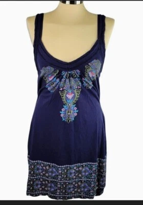 Buffalo David Bitton Size XS Navy Floral Cotton Tank Sundress - Image 1 of 4