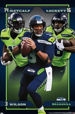Seattle Seahawks SUPER TRIO 22x34 POSTER - Russell Wilson, DK Metcalf, Lockett Cover