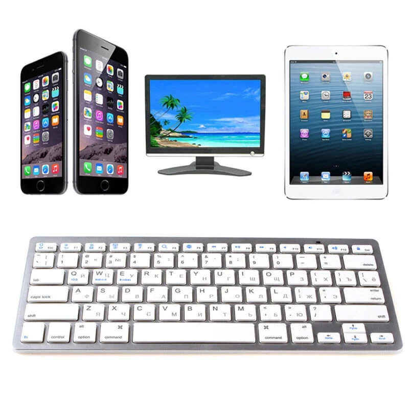 Russische Tastatur Bluetooth Wireless Keyboard für Win8 XP IOS Android U5Q3 DE - Bild 1 von 4