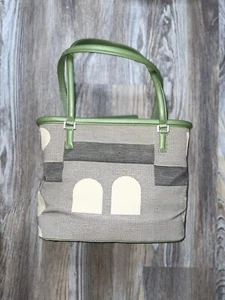 RARE Bally Canvas Shoulder Bag Gray Cream White Green B-Logo - Picture 1 of 24