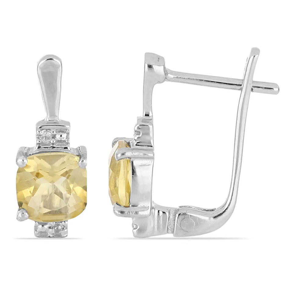 2,94 Carati Whisky Quarzo Orecchini 925 Argento Sterling Con Cubic Zirconi Alto - Immagine 1 di 4