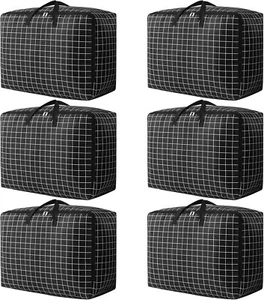 6 Pack 105L Moving Bags, Large Storage Bag Extra Large Storage Box with Zips ... - Picture 1 of 7