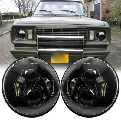 Par de faros LED redondos de 7" haz alto bajo sellado para Dodge W150 Dart Ramcharger Foto 1 de 4