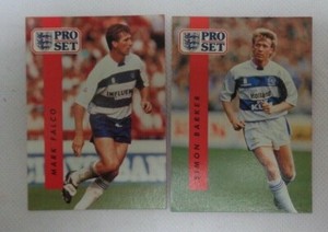 Pro Set Football Card QPR #185 Simon Barker #189 Mark Falco
