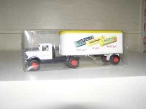 Juicy Fruit LKW Mini Vitrine Hermey LKW mit Anhänger original Verpackung - Bild 1 von 3