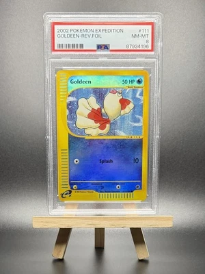 2002 POKEMON GOLDEEN REVERSE REV HOLO FOIL #111 E-SERIES EXPEDITION PSA 8 WOTC - Image 1 of 2