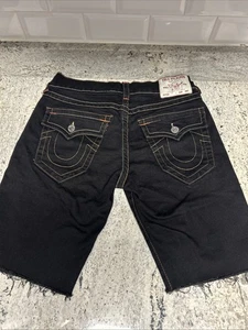 Vintage True Religion Herren Gr.30 Ricky Relaxed Straight Jeans Shorts Y2K SCHWARZ 🔥 - Bild 1 von 14