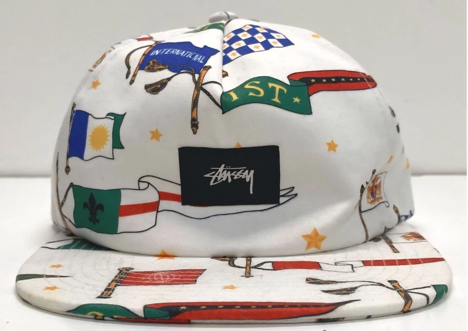Stussy Men's Snap-Back Hat Cap Flags Vintage International - Image 1 of 4