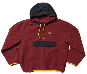Air Jordan Sweatshirt Hoodie Mens Size Small Sherpa Fleece Pullover Burgundy Red - Picture 1 of 7