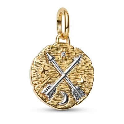 PANDORA Schmuck Medaillon Anhänger Zweifarbig Gekreuzte Pfeile 764081C01 - Bild 1 von 2