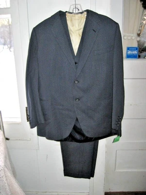 VINTAGE 1961 BLUE TWEED 3 PIECE SUIT-CURTISS TAILORS, N.Y. FOR ARTHUR CHALMERS - Image 1 of 4