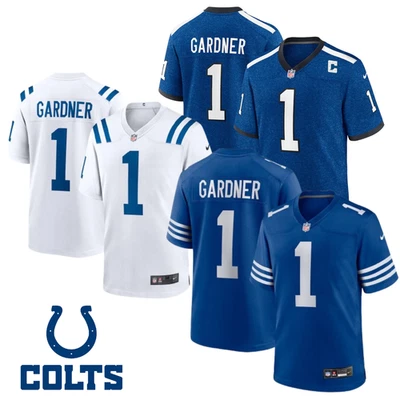 Jersey cosido para hombre Colts Sauce #1 Gardner 2025 Royal/Heather Royal/White Foto 1 de 2