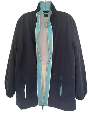 CHAQUETA CORTAVIENTOS 3 CORAZONES Azul Marino/Aqua Cremallera Completa Bolsillos Frontales - S, M Foto 1 de 4