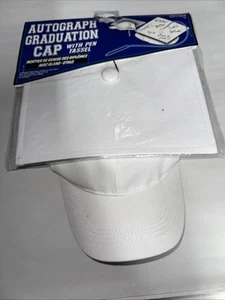 Autograph Graduation Cap with Pen Tassel Adjustable Ball Cap Hat Photo Prop Fun - Picture 1 of 3