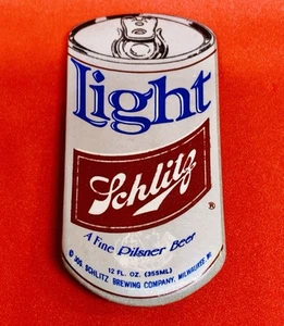 Prendedor promocional vintage SCHLITZ LIGHT Fino Pilsner Cerveza Pinback Botón Años 80 - Imagen 1 de 2