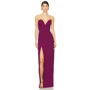 Amanda Uprichard x REVOLVE Cherri Strapless Gown Front Slit Aubergine Size M - Picture 1 of 11