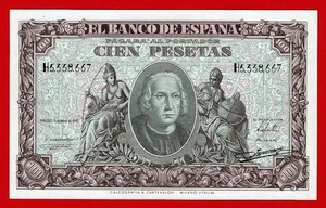 UNC, 100 Pesetas, 1940 ''Colon'' Serie H, Spain - Picture 1 of 2