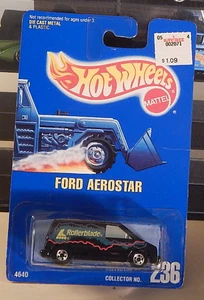 Ford Aerostar Black Van Hot Wheels Mainline Blue Card 1993-236 Retired 1995 - Picture 1 of 10