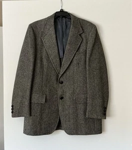 Vintage Kingsridge Tweed Sakko Blazer Fischgrät Gr. 42R Wolle anthrazit grau - Bild 1 von 2