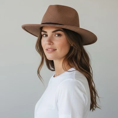 Olive & Pique Women's OS Chenille Fedora Hat Brown EUC - Image 1 of 4