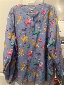 Cherokee Women’s Snap Front Scrub Jacket Large With Newborn Print - Picture 1 of 6