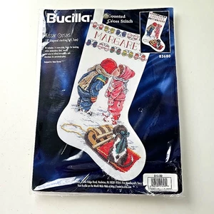 Kissin' Cousins BUCILLA Counted Cross Stitch Stocking Kit 83680 1997 New - Picture 1 of 4