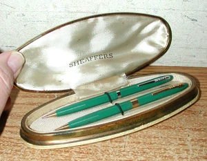 SET DI MATITE MECCANICHE VINTAGE SHEAFFER'S GREEN IN ASTUCCIO SHEAFFER'S - Foto 1 di 10