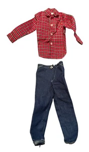 Vintage Ken Going Hunting Outfit Shirt Pants 1409 Goin Huntin 1963 Red Plaid - Picture 1 of 9