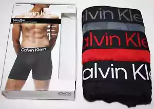 Paquete de 3 calzoncillos boxer Calvin Klein de microfibra elásticos multicolores ropa interior $47 - Imagen 1 de 8