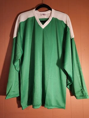 Camiseta deportiva de manga larga Teamwork XL verde/blanco de malla con cuello en V para hombre Foto 1 de 4