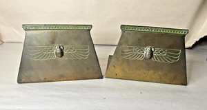 Antique 1920's Benedict Karnak Brass Egyptian Revival Scarab Bookends 541 - Picture 1 of 7