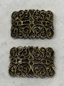 VINTAGE SHOE BUCKLES CLIPS GOLD TONE FILAGREE - Picture 1 of 8
