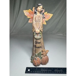 Ángel vintage de otoño “Da gracias” ~ Figura ~ Pintado a mano ~ Otoño ~ 11” ~ Hojas - Imagen 1 de 6