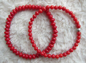 Genuine, Red Coral Gem-stones Bead Bracelets - Unisex.