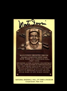 Monte Irvin Hand Signed Gold Hall Of Fame Plaque Postcard Autographed - Picture 1 of 2