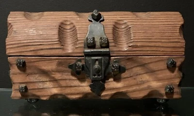 Vintage Rustic Carved Wooden Box Keepsake Trinket Jewellery Treasure Chest Retro - Image 1 of 4