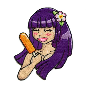Popsicle Hentai Girl Patch Flower Waifu Party Anime Embroidered Iron on - Picture 1 of 2