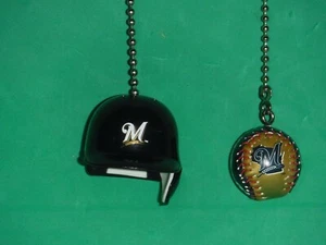 MILWAUKEE BREWERS CEILING FAN PULL CHAIN SET HELMET AND BASEBALL - Picture 1 of 3