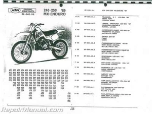 1989 KTM 240-250 MX-Enduro Motorcycle Parts Manual - Picture 1 of 1