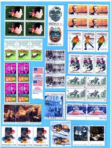 US Early COMMEMORATIVE Stamps  39  all different PAIRs & Blocks , Two pages, VF - Picture 1 of 2