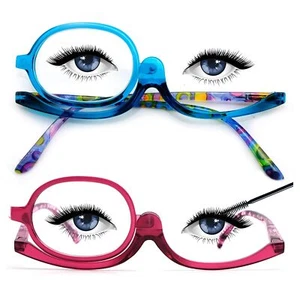 2 Pairs Rotating Eye Make Up Reading Glasses Magnifying Cosmetic Readers Glasses - Picture 1 of 7