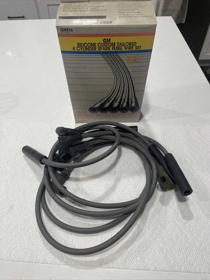 Juego de cables de bujía eléctrica Packard 8 mm 76-86 Chevette 82-87 Pontiac T-1000 NOS Foto 1 de 4