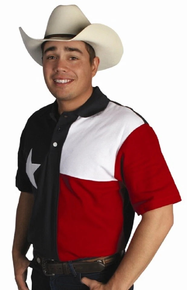 Men's ~TEXAS FLAG~  SMALL Knit, Polo Cowboy Shirt~ 100% cotton - Made in USA - Image 1 of 1