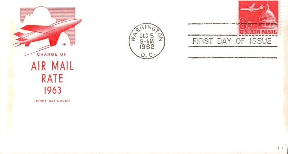 SCOTT#: C64 AIRLINER OVER CAPITOL 8¢ DEC 1962 WASHINGTON DC FIRST DAY COVER BX7 - Image 1 of 1
