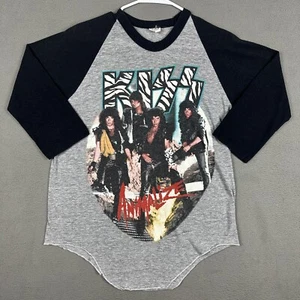Vintage Kiss Animalize Tour Shirt Herren Large grau Raglan 3/4 Arm Made in USA - Bild 1 von 13